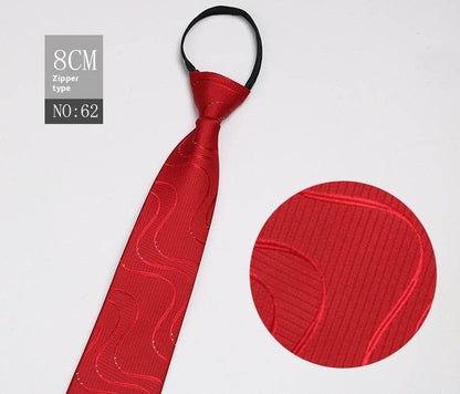 Black Striped Blue Business Tie - Lazy Zip Closure for Easy Wear - Buy Center