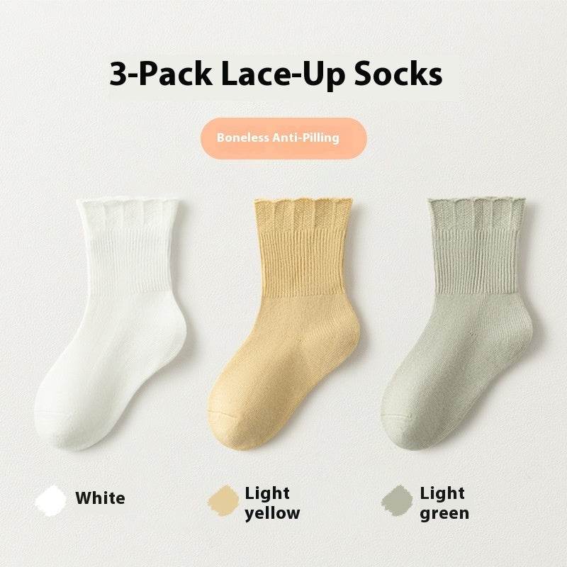 Girls' Breathable Cotton Lace Socks - Cute, Multi-Color Styles for Kids - Buy Center