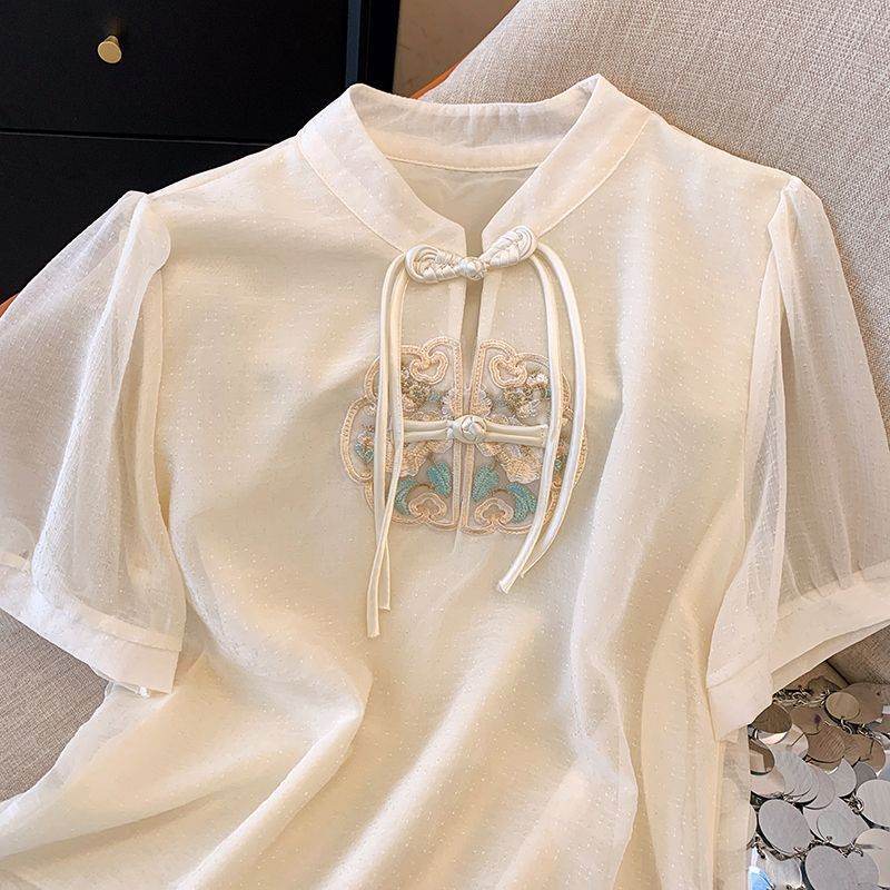 Women's Summer Embroidered Chiffon Shirt - Lightweight & Stylish Blouse - Buy Center