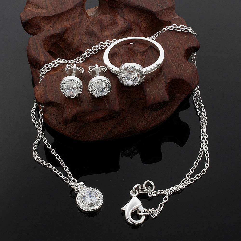 Elegant Zircon Jewelry Suit - Inlaid Apple Ring & Necklace Set 2025 - Buy Center