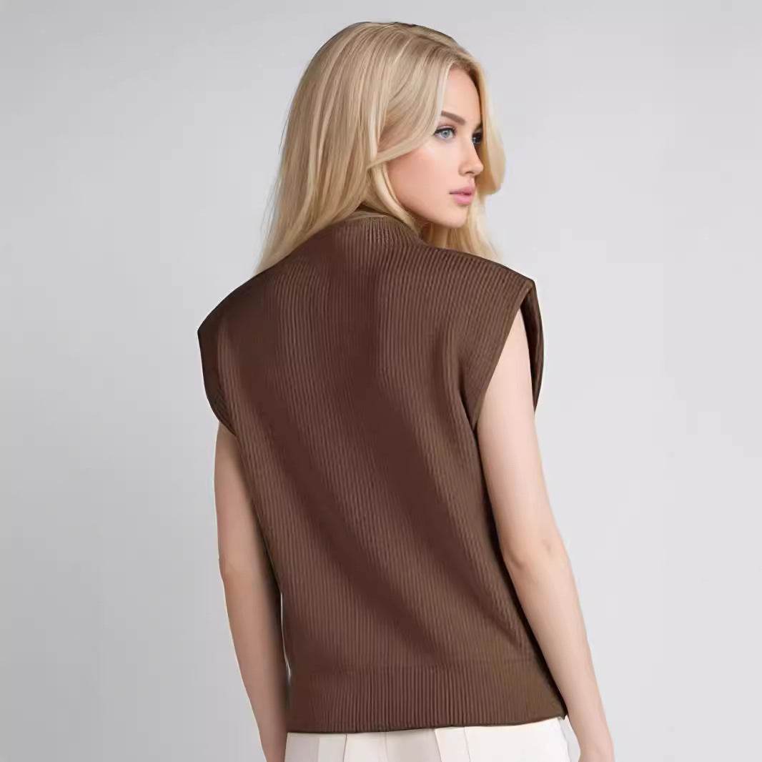 European American Turtleneck Vest Sweater - Sleeveless Casual Chic Look - Buy Center