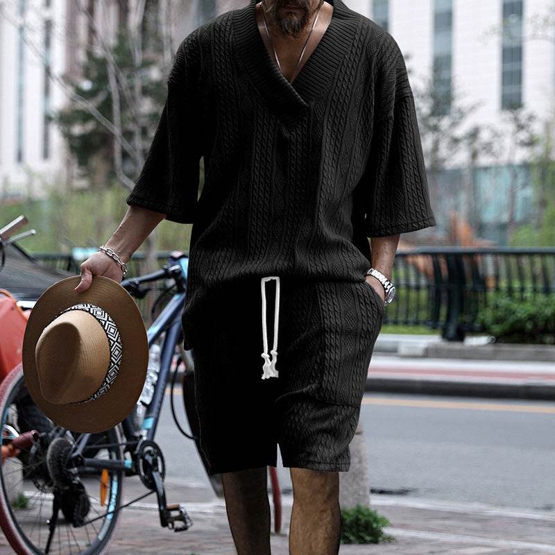 Buycenter Men's Casual Loose Knitwear Shorts Suit - Stylish & Comfortable - Buy Center