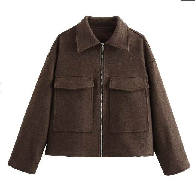 Buycenter Women's Retro Polo Collar Coat - Medium Thickness, Stylish Fit - Buy Center
