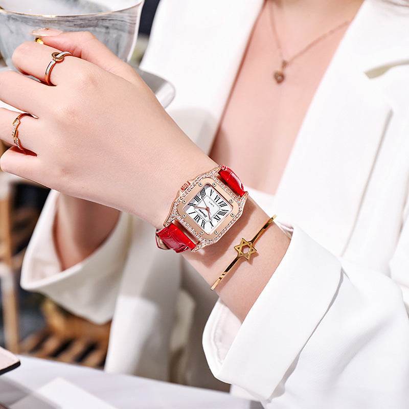Square Diamond Women's Watch - Elegant Casual Style with Roman Numerals - Buy Center