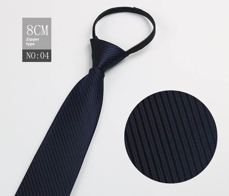 Black Striped Blue Business Tie - Lazy Zip Closure for Easy Wear - Buy Center