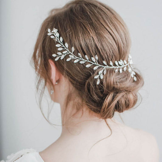 Horse Eye Silver Flexible Chain Headband - Elegant Wedding Hair Jewelry - Buy Center