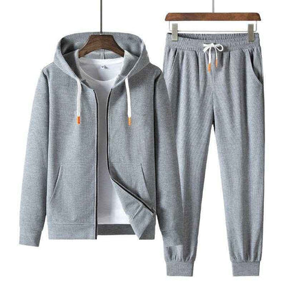 Men's Trendy Waffle Hooded Sweater Suit - Casual Style for Sports & Leisure