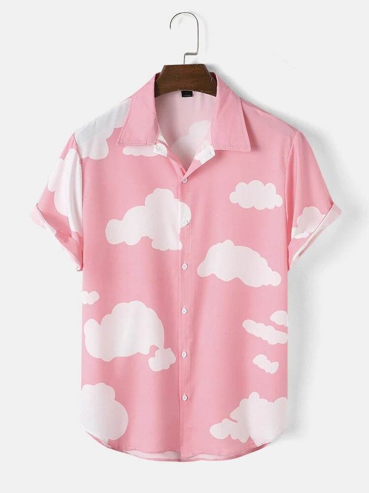 Men's Slim Fit Striped Shirt - Casual Short-Sleeved Multi-Cloud Style - Buy Center