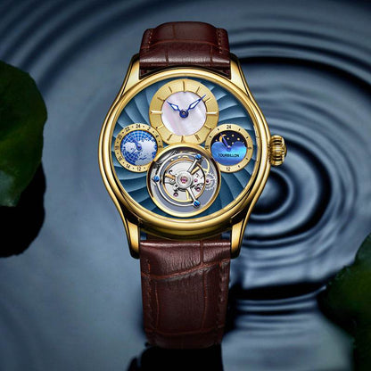 Buycenter Hollow Automatic Men's Mechanical Watch - Elegant Sapphire Dial - Buy Center