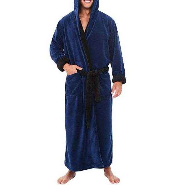 Thick Flannel Hooded Bathrobe for Men - Cozy Cotton Lounge Wear 2025