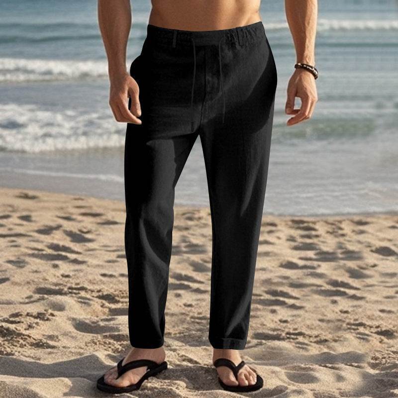 Men's Casual Drawstring Trousers - Premium Cotton Linen Sweatpants - Buy Center