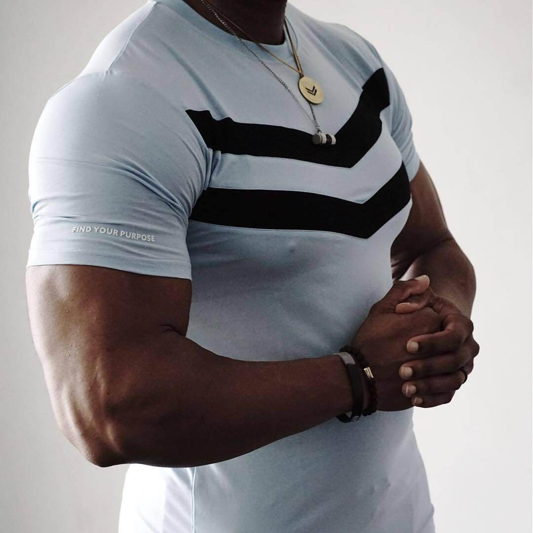 Buycenter Striped Sports Workout T-Shirt - Comfortable Cotton Fit - Buy Center