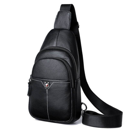 Men's Leather Chest Bag - Casual Crossbody with Large Capacity & Style - Buy Center