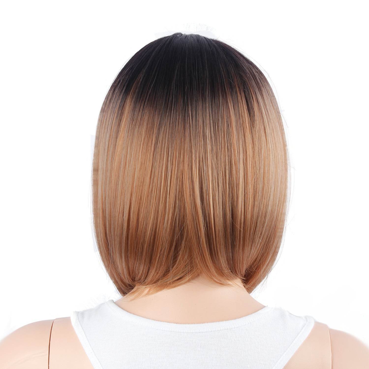 Black Brown Gradient Short Wig Cover - Stylish Ladies' Hair Accessory - Buy Center
