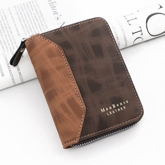 Frosted Men's Short Chain Wallet - Stylish PU Leather Card Holder 2025 - Buy Center