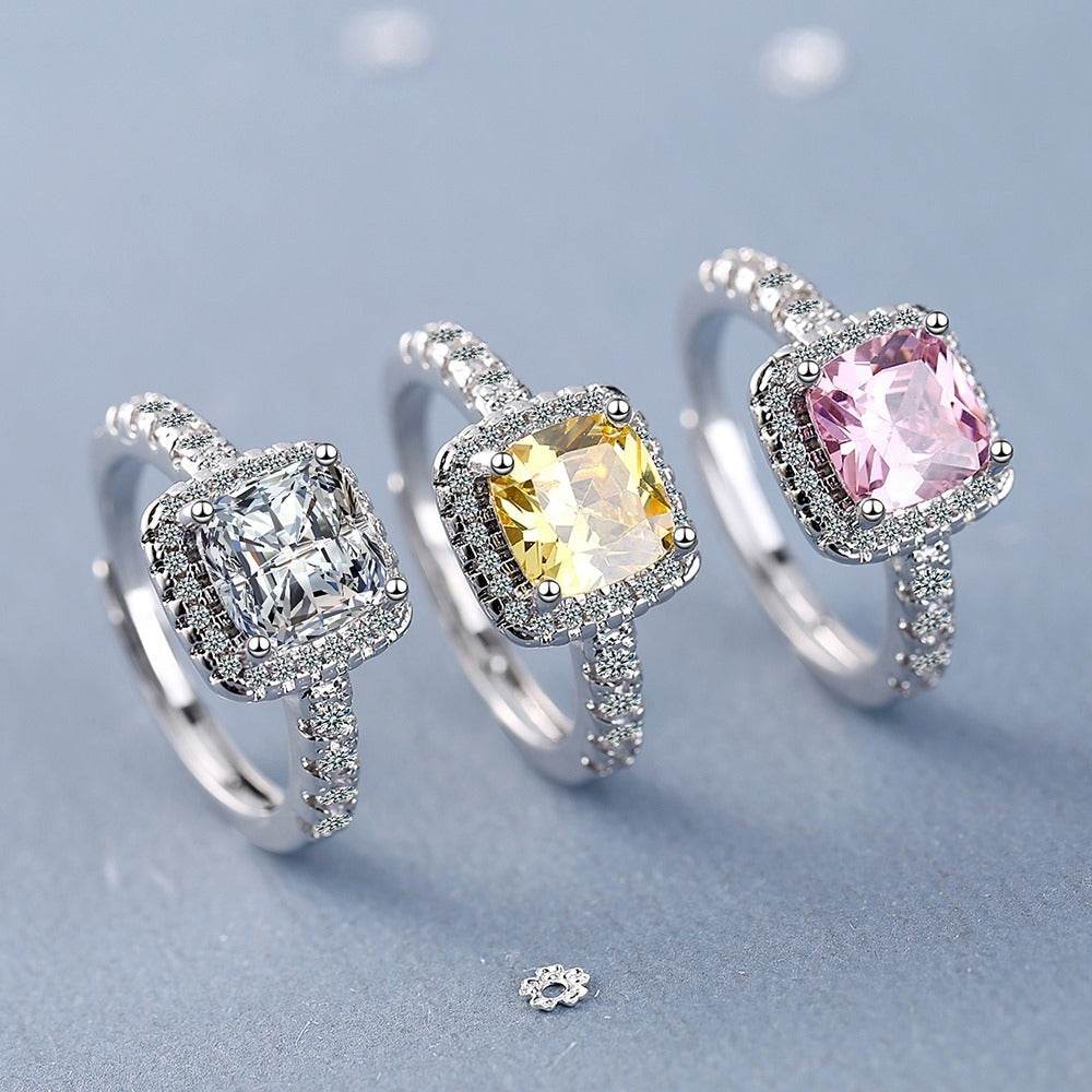 Adjustable Square Zirconium Diamond Ring - Stylish Copper Geometry 2025 - Buy Center