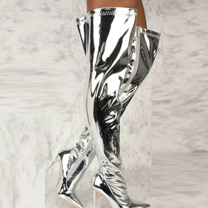 Fashion Personality Pointed Face Women's Boots - Stylish Black or Silver - Buy Center