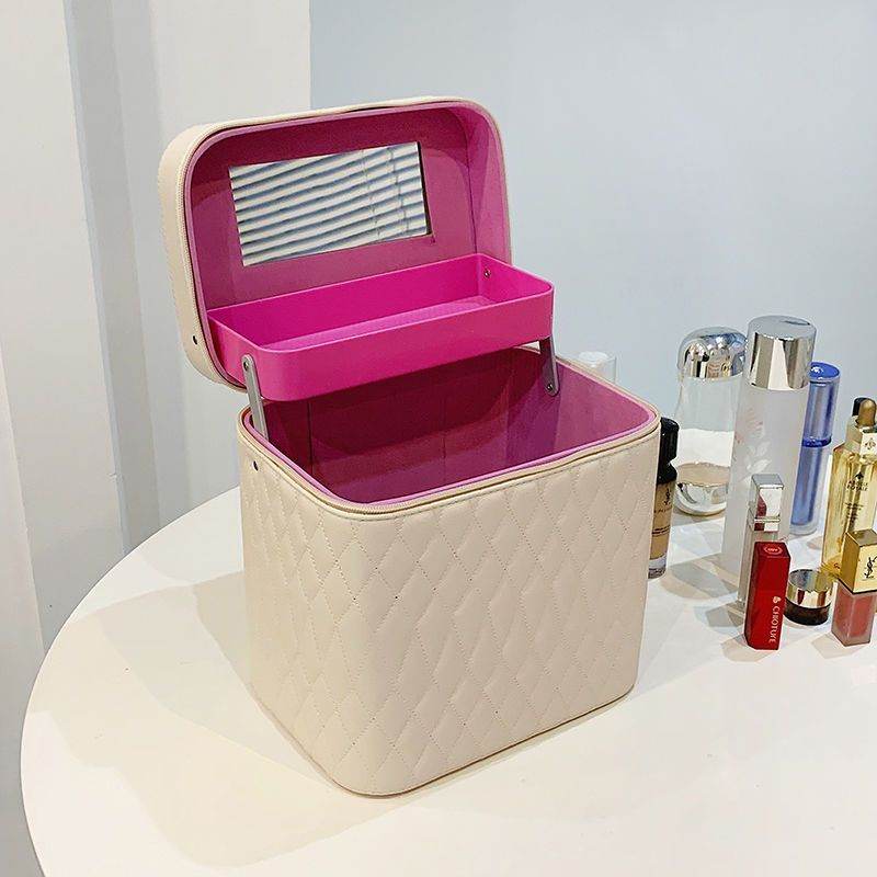 Buycenter Double-Layer Cosmetic Bag with Mirror - Large Capacity Storage - Buy Center