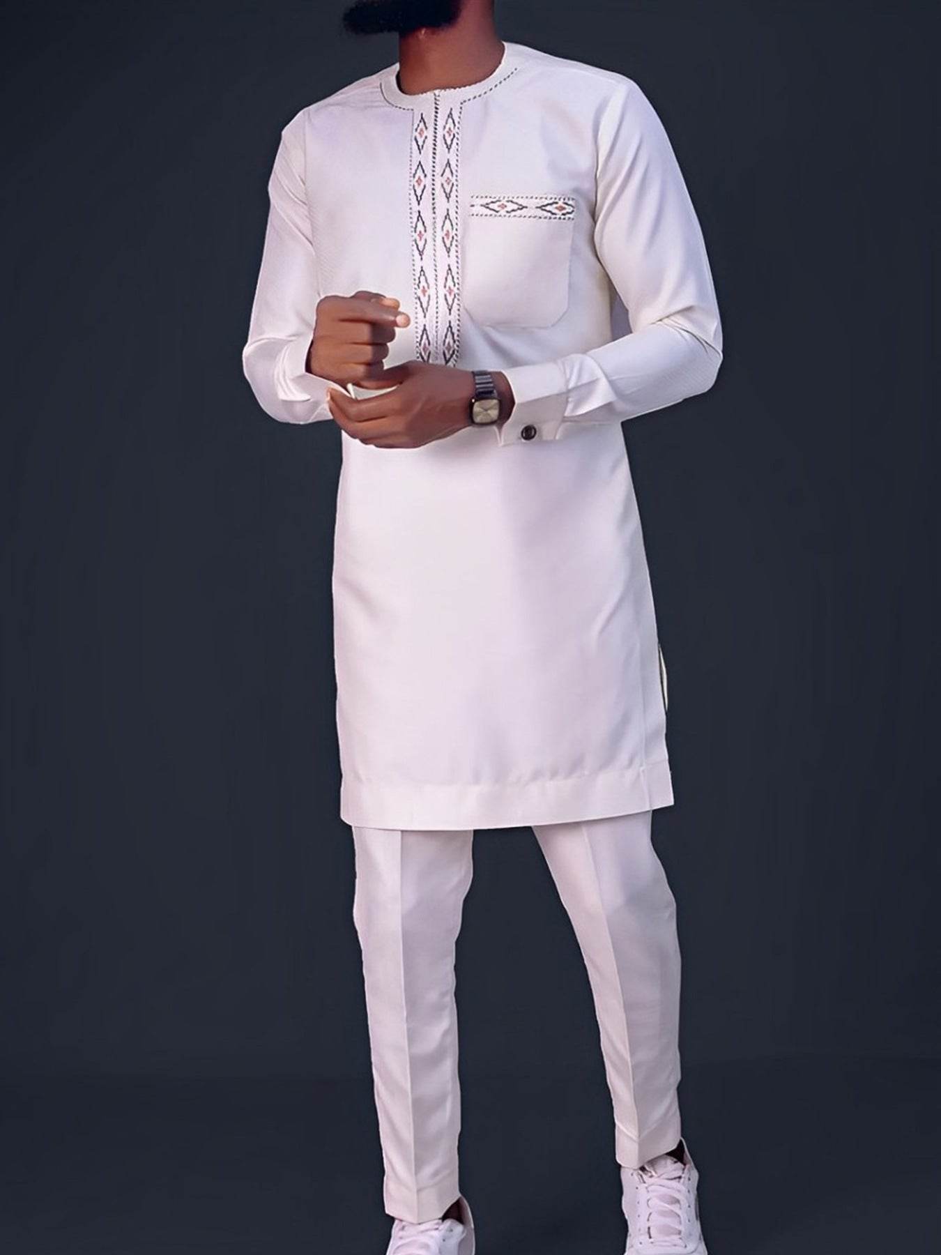 Elegant African Men's Ethnic Suit - High-Quality Embroidery Design 2025 - Buy Center
