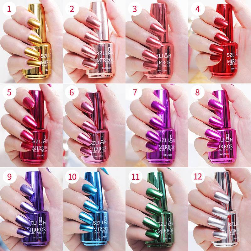 Mirror Silver Nail Polish - Metallic Stainless Steel Finish, 18ml - Buy Center