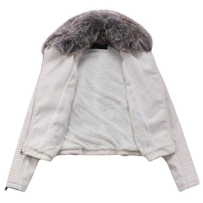 Buycenter Detachable Fur Collar Faux Leather Jacket - Stylish & Warm - Buy Center