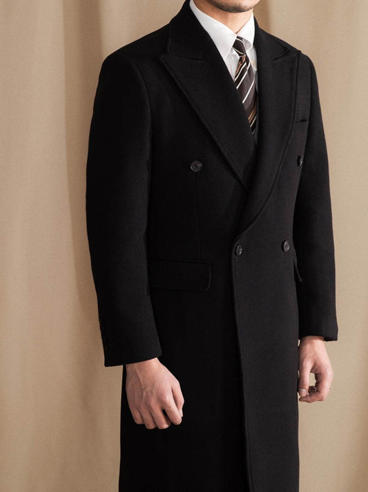 Men's Mid-Length Thermal Jacket - Double-Row Closure & Wool Blend Style - Buy Center