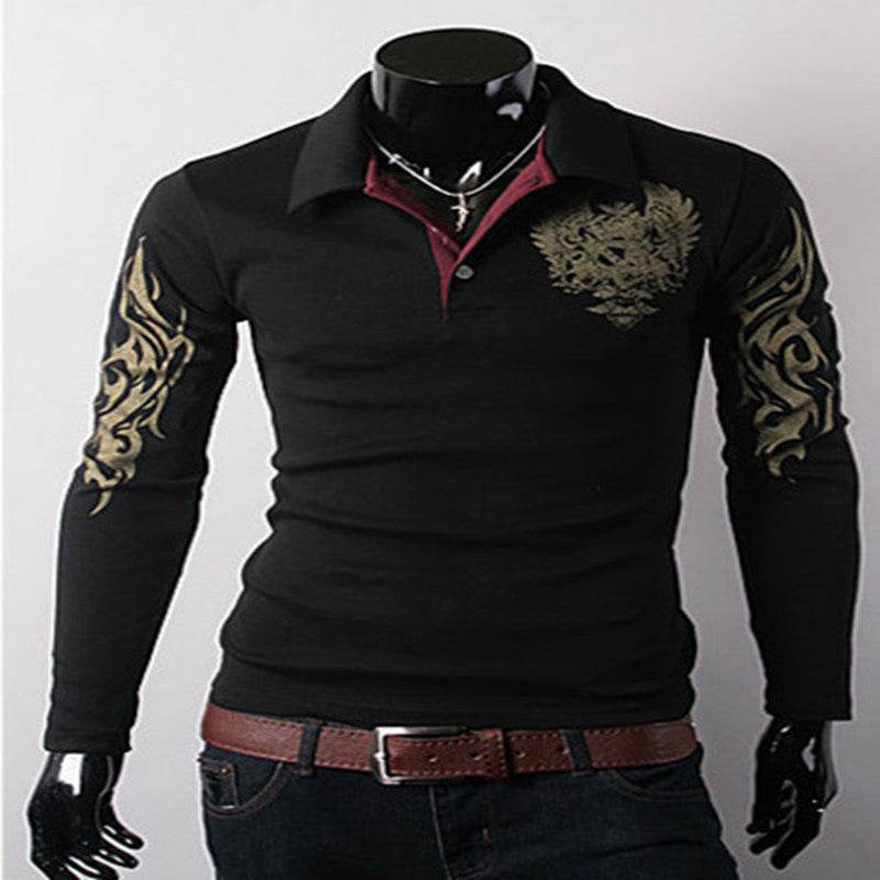 Men's Casual Lapel Shirt - Big Eagle Print for Stylish Outings - Buy Center