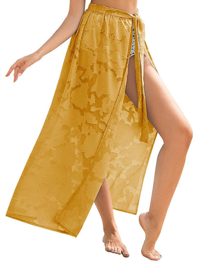 Elegant Transparent Floral Swimsuit Overskirt - Lightweight Beachwear for Summer - Buy Center