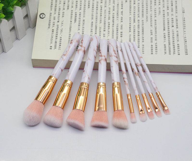 15 Marbled Design Makeup Brushes Set - Premium Quality & Elegant Storage - Buy Center