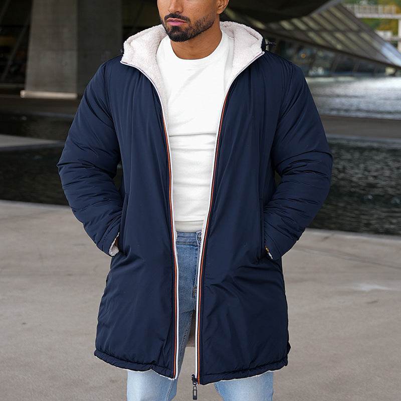 Men's Double-Sided Hooded Zipper Coat - Stylish Windbreaker for Fall/Winter - Buy Center
