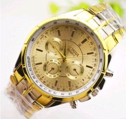 Buycenter Men's Steel Belt Watch - Trendy Three-Eye Quartz Style 2025 - Buy Center