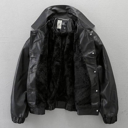European American Trendy Loose Fit Leather Jacket - Stylish & Comfortable - Buy Center