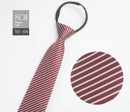 Black Striped Blue Business Tie - Lazy Zip Closure for Easy Wear - Buy Center