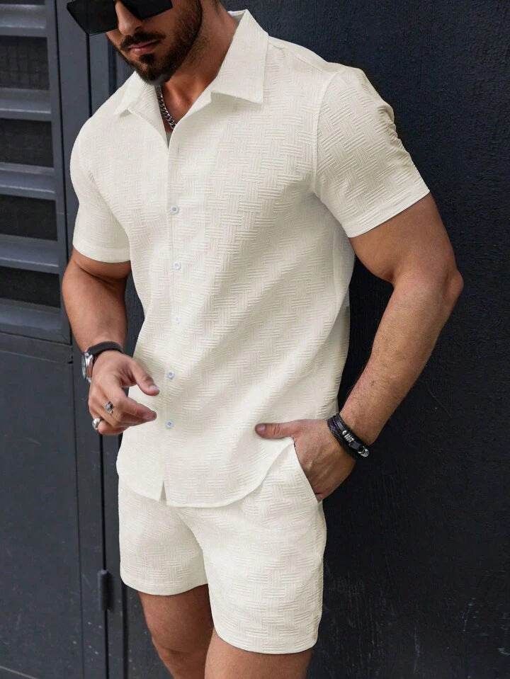 Men's Casual Two-Piece Suit - Summer Short-Sleeved Shirt & Shorts Set - Buy Center