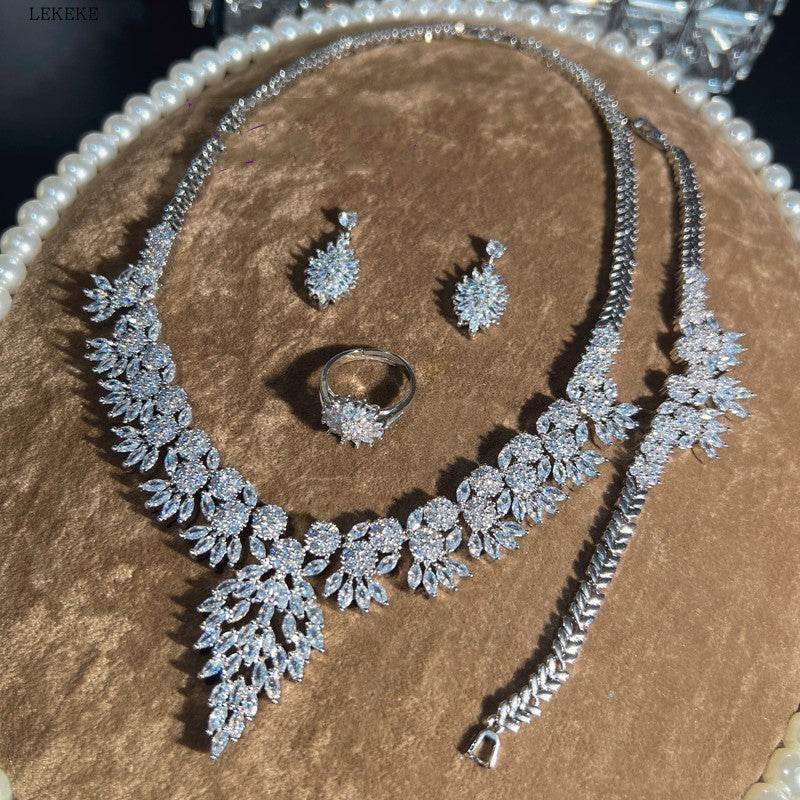 Buy Center Zircon Pendant Necklace Set - Elegant Jewelry for Banquets - Buy Center
