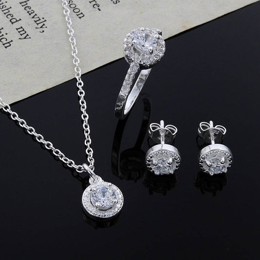Elegant Zircon Jewelry Suit - Inlaid Apple Ring & Necklace Set 2025 - Buy Center