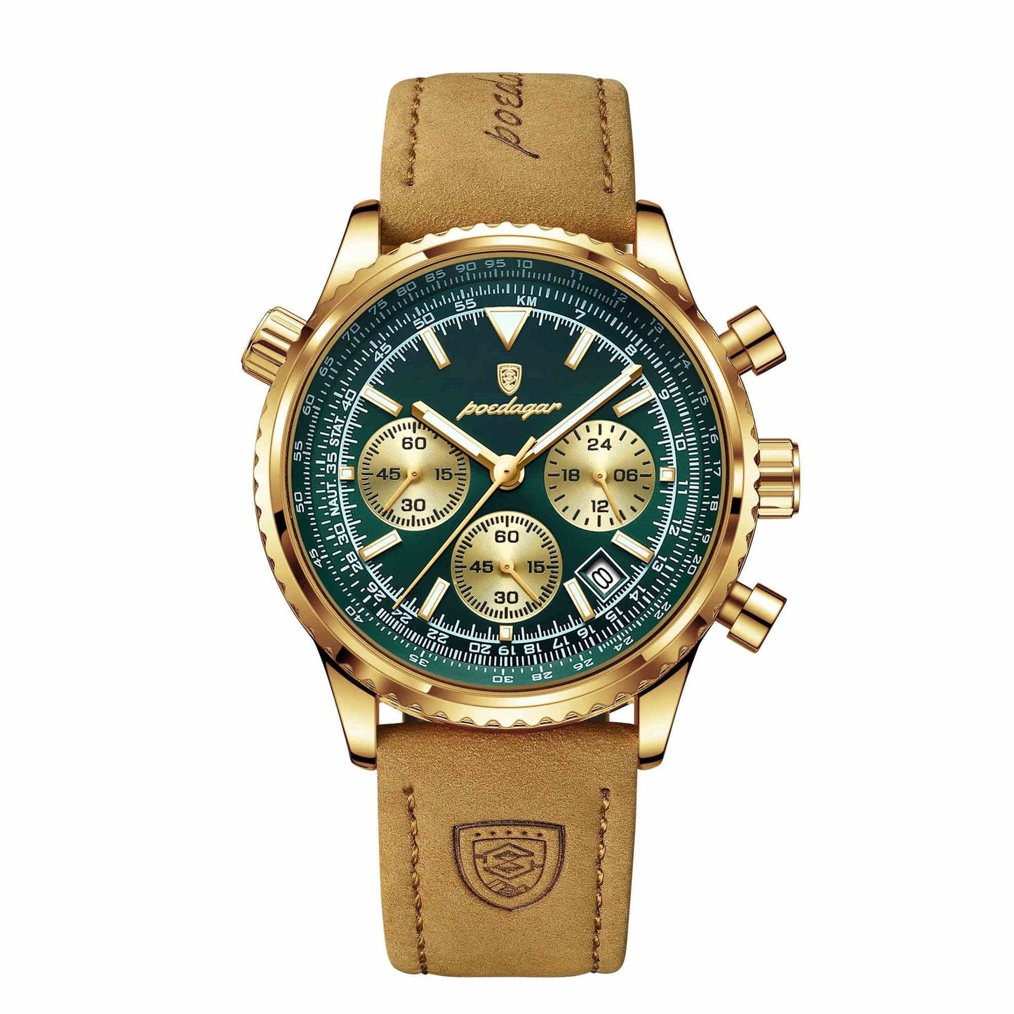 Men's Multi-Functional Quartz Watch - Waterproof Leather Strap, Stylish Design - Buy Center