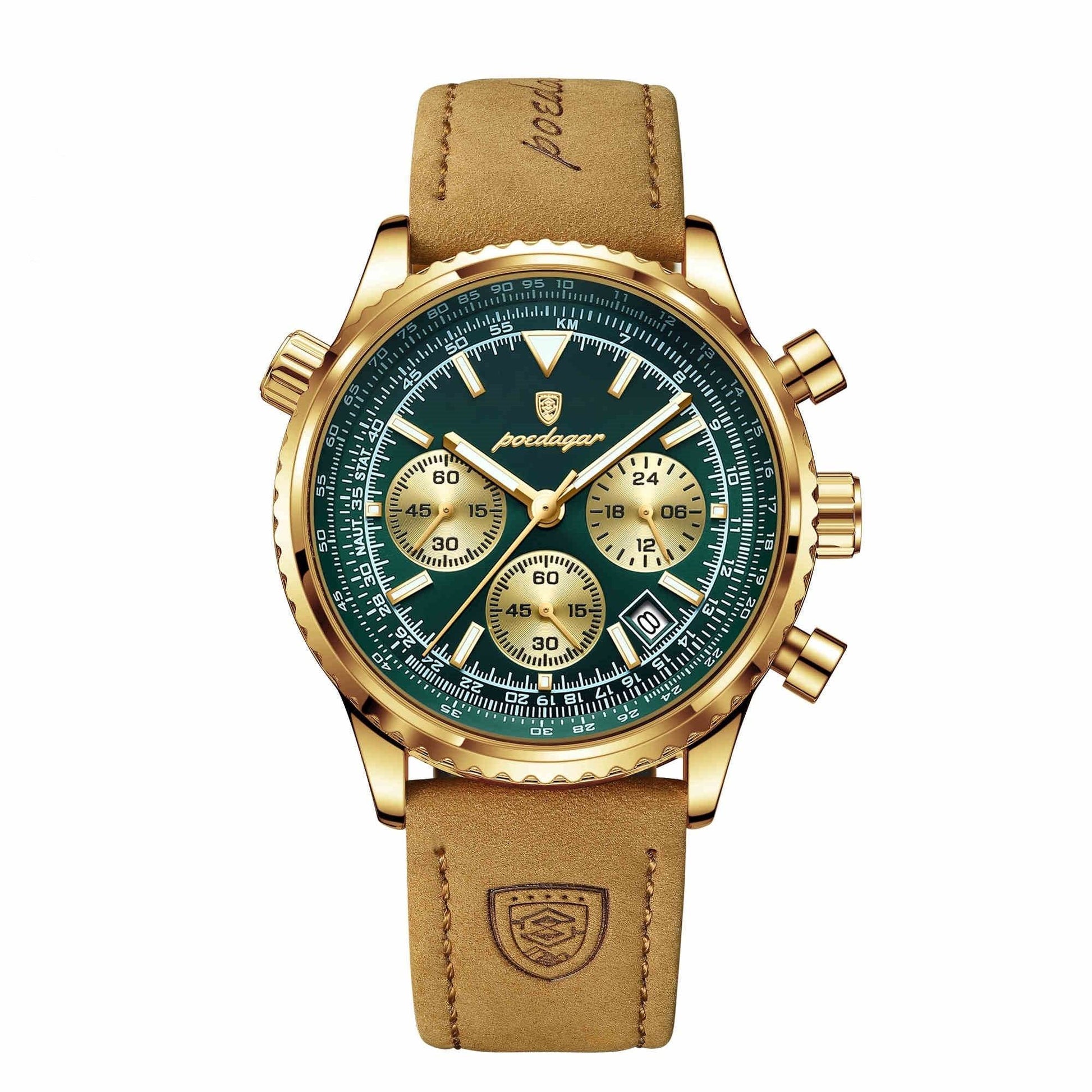 Men's Multi-Functional Quartz Watch - Waterproof Leather Strap, Stylish Design - Buy Center
