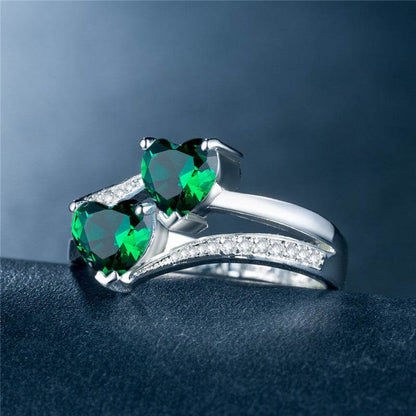 Buy Center Women's Double Heart-Shaped Ring - Multicolor Zircon Jewelry - Buy Center