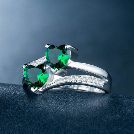 Buy Center Women's Double Heart-Shaped Ring - Multicolor Zircon Jewelry - Buy Center