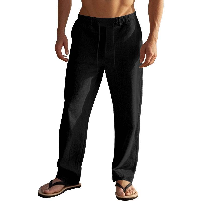 Men's Casual Drawstring Trousers - Premium Cotton Linen Sweatpants - Buy Center