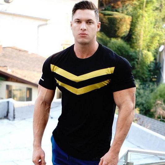 Buycenter Striped Sports Workout T-Shirt - Comfortable Cotton Fit - Buy Center