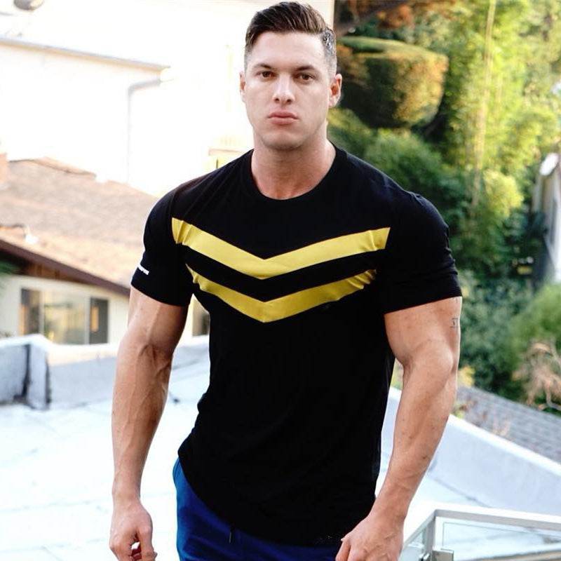 Buycenter Striped Sports Workout T-Shirt - Comfortable Cotton Fit - Buy Center