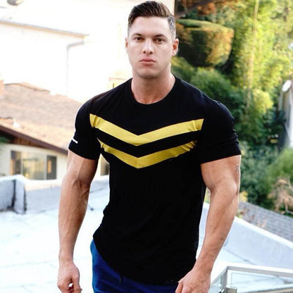 Buycenter Striped Sports Workout T-Shirt - Comfortable Cotton Fit - Buy Center