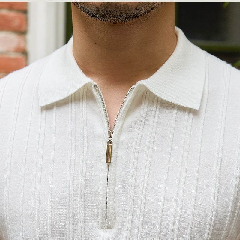 All-Matching Slim Fit Stripe Knit Top - Trendy Short Sleeve Style 2025 - Buy Center