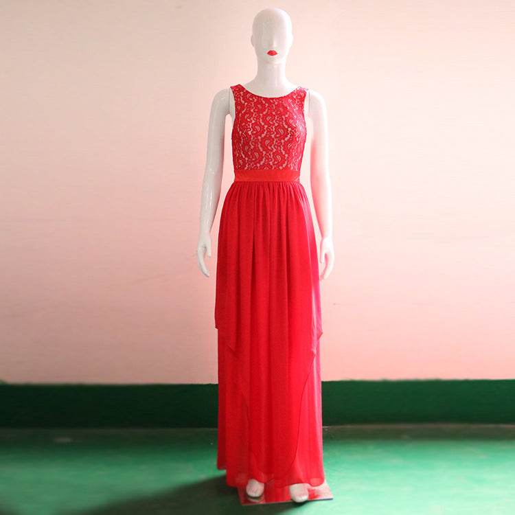 Lace Spliced Chiffon Dress - Stylish Cocktail Dress for Every Occasion - Buy Center