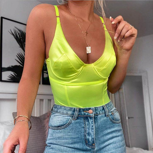 Buycenter Women's Sleeveless Siamese Vest - V-Neck Slim Fit Camisole - Buy Center
