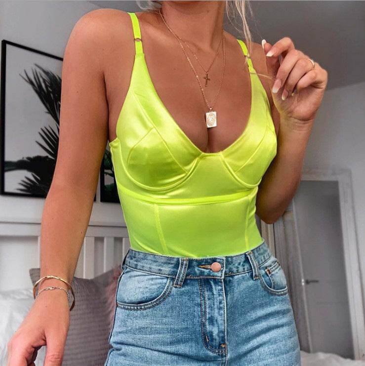 Buycenter Women's Sleeveless Siamese Vest - V-Neck Slim Fit Camisole - Buy Center