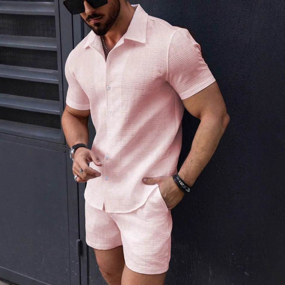 Men's Casual Two-Piece Suit - Summer Short-Sleeved Shirt & Shorts Set - Buy Center