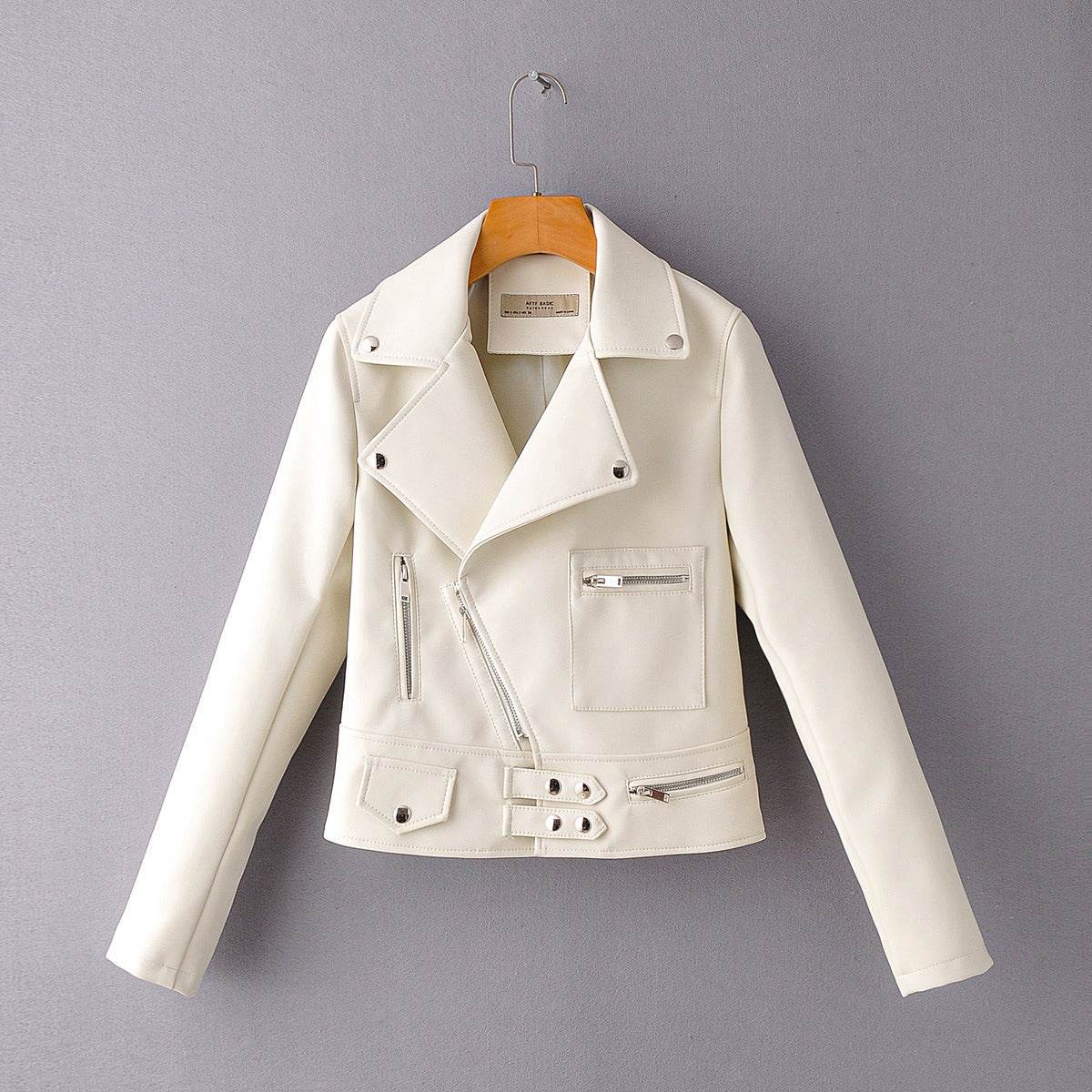 Buycenter Ladies Motorcycle PU Jacket - Stylish Lapel Zipper Design - Buy Center